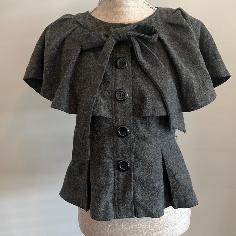 Gray | Wool | Snap Buttons | Tiered Pleated | Jacket/Blazer | Forever TwentyOne